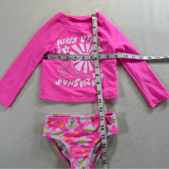 Cat & Jack Pink Floral Kids Swim Rashguard Set Sz18M - Picture 2 of 6